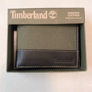 Timberland Mens Passcase Wallet Canvas & Leather Trim Bifold ID Card holder